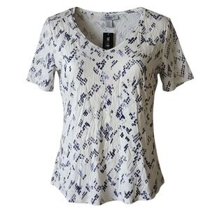 White House‎ Black Market Abstract Dot Print V-Neck Tee Top Women's Size Medium